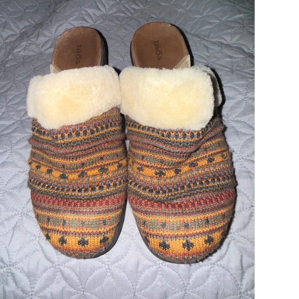 Taos Footwear "Good To Go" (or Woollery) Multi-Color Knit Wedge Clogs - Picture 2 of 8